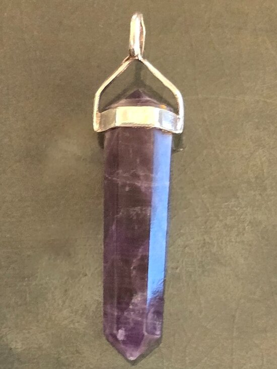 Jewelry - 925 Sterling Silver Chevron Amethyst Crystal Point Pendant